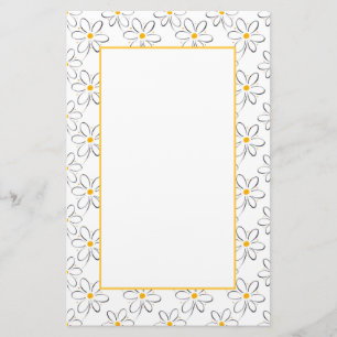 White Daisy Pattern Stationery