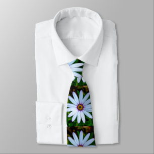 White Daisy Pattern Tie