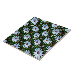 White Daisy Pattern Tile