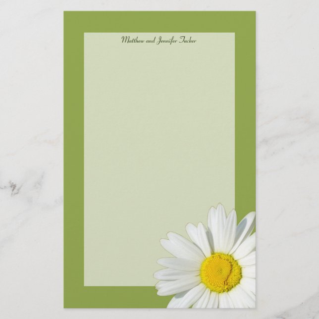 White Daisy Personalised Writing Paper Stationery (Front)
