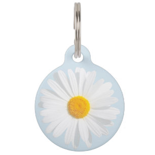 white daisy pet tag