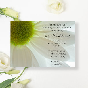 White Daisy Petals Wedding Rehearsal Dinner Invitation