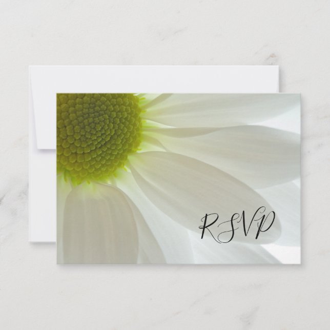 White Daisy Petals Wedding RSVP Response Card (Front)