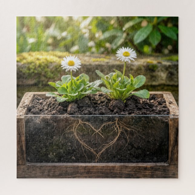 White Daisy Plants In a Flower Box Jigsaw Puzzle (Vertical)