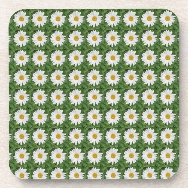 White Daisy Plastic Coaster (Front)