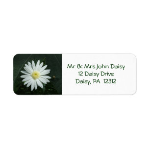 White Daisy Return Address Label