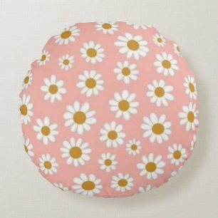 White Daisy Round Cushion