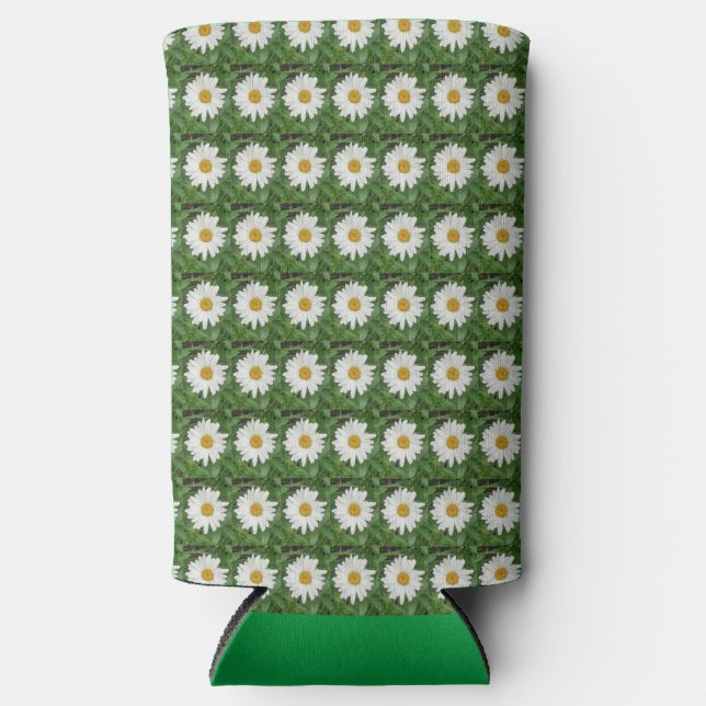 White Daisy  Seltzer Can Cooler (Front)