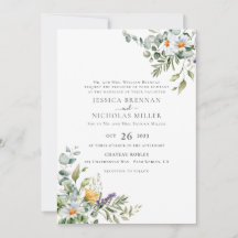White Daisy Traditional Wedding Invitation