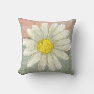 White Daisy Watercolor  Cushion