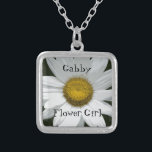 White Daisy Wedding Flower Girl Silver Plated Necklace<br><div class="desc">The pretty White Daisy Wedding Flower Girl Pendant Necklace makes a unique personalised keepsake gift for your flower girl. Customise it to change the text to create a Bridesmaid or Maid of Honour Necklace. This classy and cute custom botanical wedding jewellery features a digitally painted close up floral photograph of...</div>