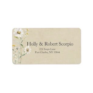 White Daisy Wedding Label