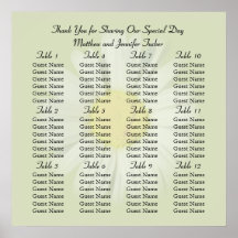 White Daisy Wedding Reception Seating Chart Poster
