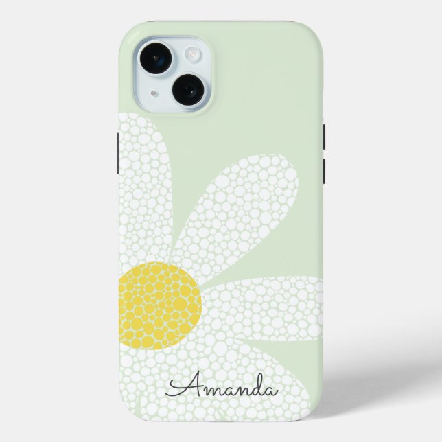 White Daisy with dots Case-Mate iPhone Case (Back)
