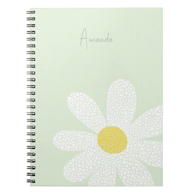 White Daisy with dots  Notebook (Front)