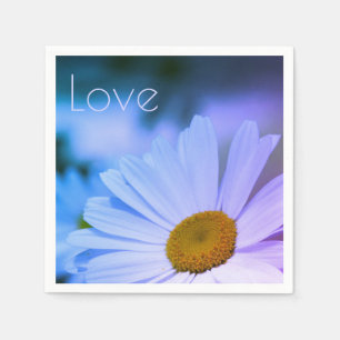 White Daisy With Light Blue Napkin
