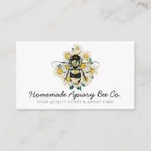 White Daisy Wreath Watercolor Insect Cottagecore Business Card