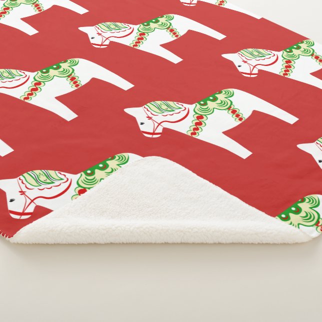 White Dala Horse Sherpa Blanket (3/4)
