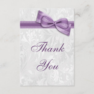 White Damask and Faux Bow Thank You