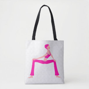 White Damask And Pink And Skin Tones Yoga Pose Tote Bag