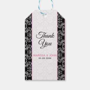 White Damask Black Border Gift Tags
