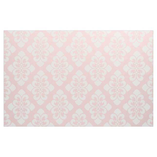 White Damask Scroll on Baby Pink Fabric (Fat Quarter)