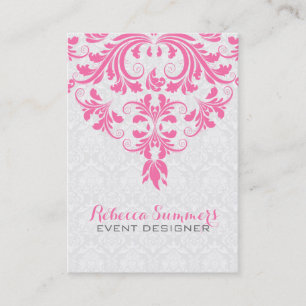 White Damasks And Pink Floral Lace Business Card