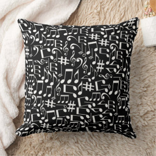 White Dancing Musical Notes Musicians Music Lovers Cushion