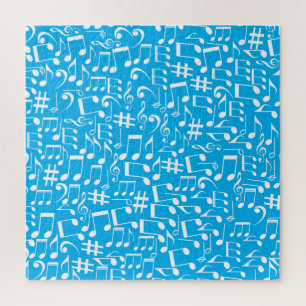 White Dancing Musical Notes Musicians Music Lovers Jigsaw Puzzle