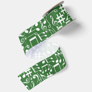 White Dancing Musical Notes Musicians Music Lovers Satin Ribbon