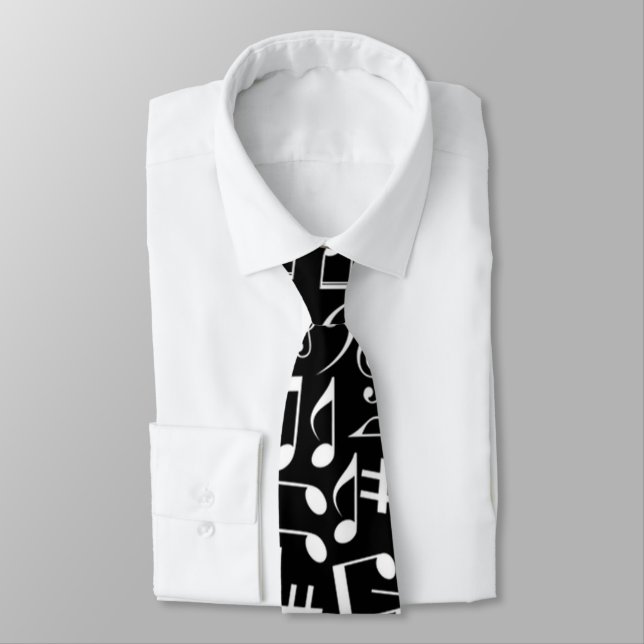 White Dancing Musical Notes Musicians Music Lovers Tie (Tied)