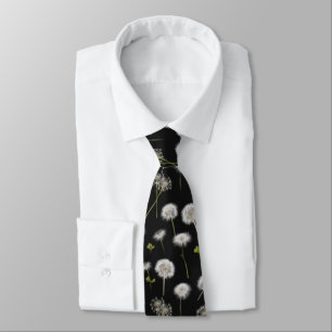 White Dandelion Fluff On Black Tie