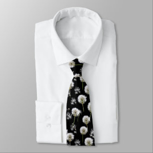White Dandelion Fluff On Black Tie