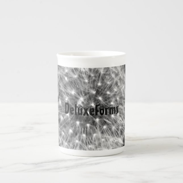 White Dandelion Fuzz Bone China Mug (Front)