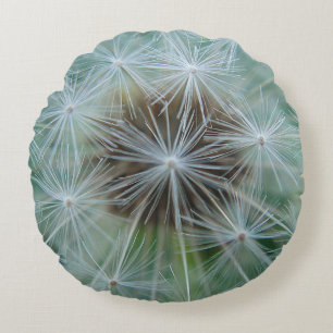 White Dandelion Pattern Round Cushion