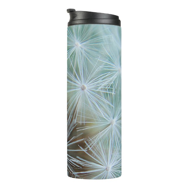 White Dandelion Pattern Thermal Tumbler (Rotated Right)