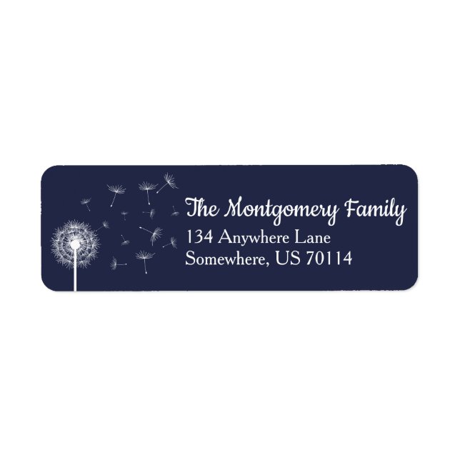 White Dandelion Wildflower & Navy Family (Front)