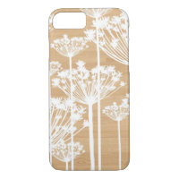 White Dandelions on Faux Wood iPhone 7 Case