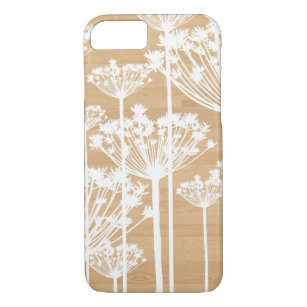 White Dandelions on Faux Wood iPhone 7 Case