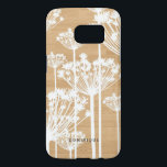 White Dandelions on Faux Wood Personalised<br><div class="desc">Illustrations of dandelions on a faux wood background. This rustic yet modern case can be personalised.</div>