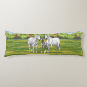 White Dapple Grey Quarter Horses In Summer Body Cushion