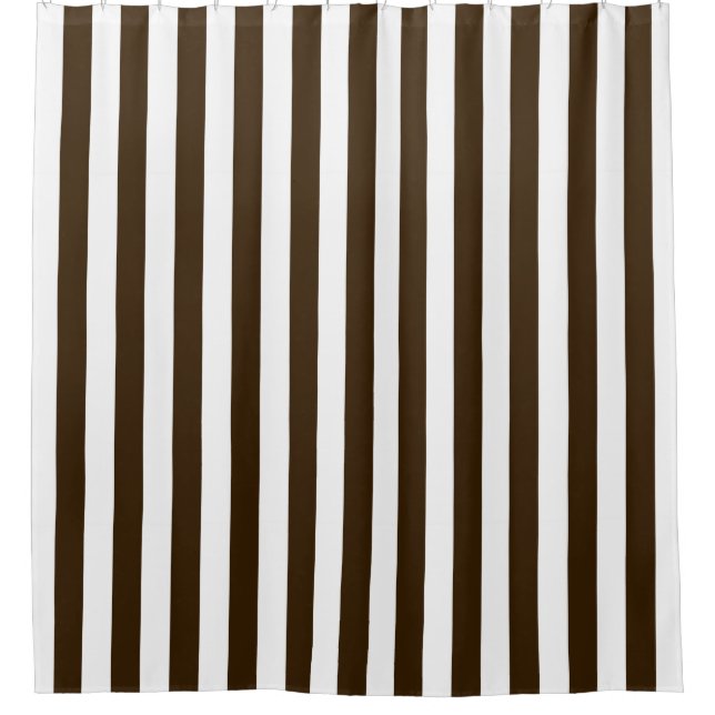 White Dark Brown Vertical Stripe NL #0 Shower Curtain (Front)
