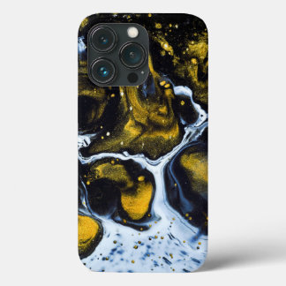 White dark gold liquid background iphone case