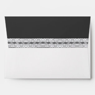 White & Dark Grey Lined Wedding Envelope
