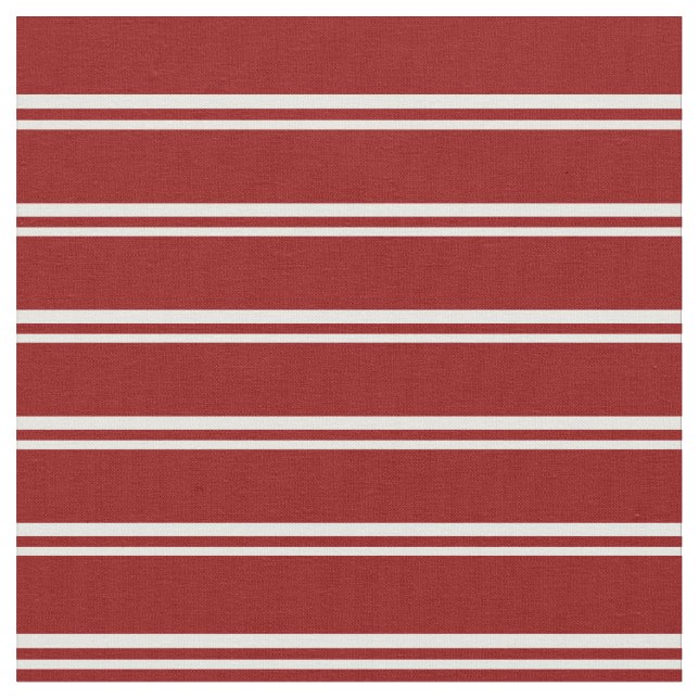 White & Dark Red Coloured Pattern of Stripes Fabric (Close Up)