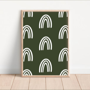 White/Dark Sage Boho Rainbows Nursery Decor