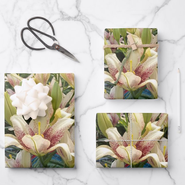 White Daylilies  Wrapping Paper Sheet (Front)