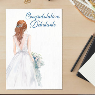 White Debutante Ballgown Congratulations Card