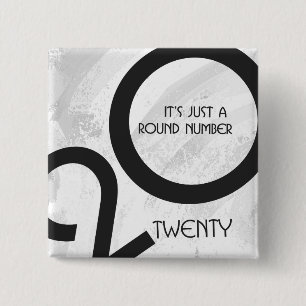 White Decade Birthdday 15 Cm Square Badge