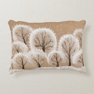 White decorative trees, winter branches. cushion